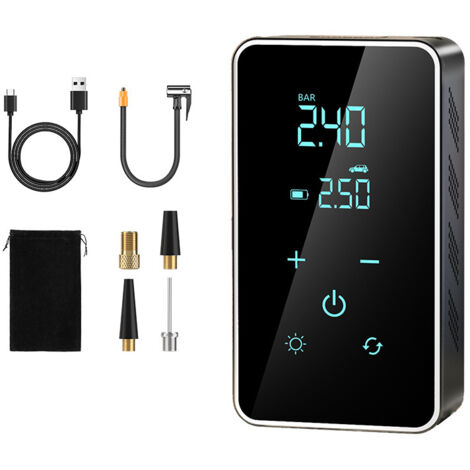 Compressore d'aria portatile per gonfiatore pneumatici - Pompa aria auto - Compressore d'aria elettrico da 5000 mAh - Pompa aria portatile senza fili - Pompa pneumatici da 150 PSI con touch screen/man