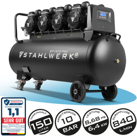 Compressore STAHLWERK 10 bar 8,6 hp 6,4 kW 840 l/min 150 l compressore d'aria