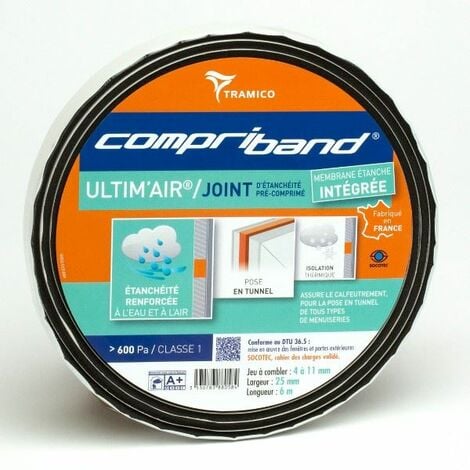 Compriband ® ULTIM'AIR, joint de mousse imprégnée, 6m, larg 25/ 4-11 mm TRAMICO - 1477440000.