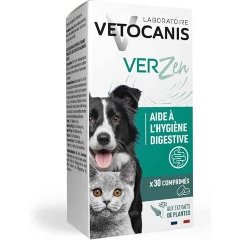 LES TENDANCES Comprimés contre les vers intestinaux - VETOCANIS - VerZen - Pour chien et chat - Boite de 30 comprimés