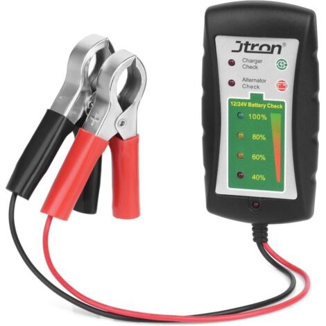 Comprobador de batería de coche de 12/24 V CC con alternador LED para coche, motocicleta, camión y batería, de DEBUNS
