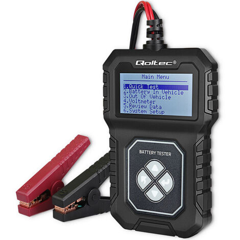 Comprobador de batería digital Qoltec con pantalla LCD  Menú en polaco  12 V  AGM  GEL  STD  30-220 AH