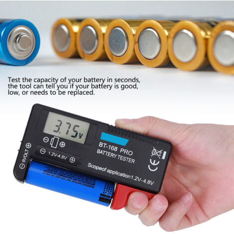 Comprobador de baterías digital profesional con pantalla LCD - BT-168PRO - Comprobador de baterías de 1,2 V a 9 V para pilas de botón y baterías.