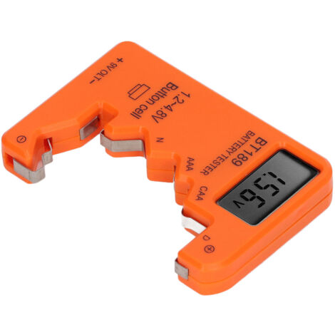 Comprobador de baterías LCD universal - Capacidad, AA AAA 9V 1.5V - Pantalla digital para baterías CDN 6F22 - Comprobador de carga - Naranja