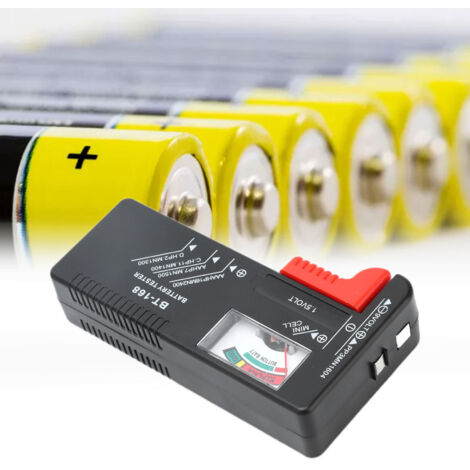 Comprobador de baterías portátil BT168 para 1,5 V y 9 V – ABS, 45 g, 11 cm – Indicador de capacidad y voltaje