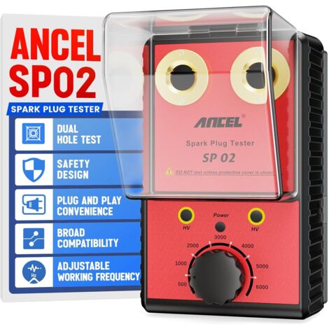 Comprobador de bujías SP02, comprobador de bobinas de encendido para motor de coche, doble orificio, 0-6000 RPM, frecuencia de trabajo ajustable, llave para bujías con funda protectora, apto para todo