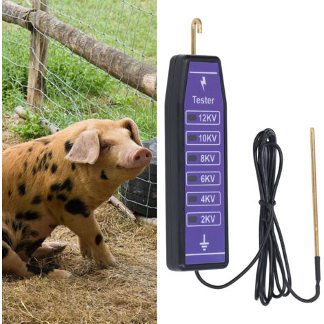 Comprobador de cercas eléctricas: 6 luces indicadoras, resistente al agua y portátil. Para granjas y jardines domésticos.