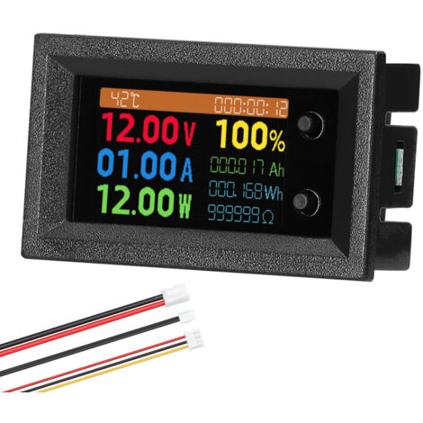 Comprobador multifunción 9 en 1: voltaje, corriente, potencia, impedancia, capacitancia, energía, temperatura, tiempo de funcionamiento, consumo de energía pantalla IPS a color de 1,14 pulgadas.