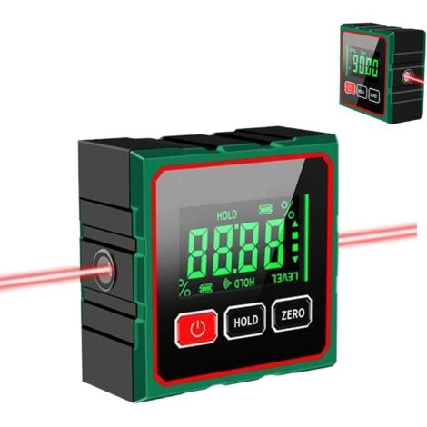 Compteur d'Angle Numérique, Jauge d'Angle Magnétique Forte à 4 Côtés, Inclinomètre Numérique, Outil de Mesure pour le Menuiserie, Boîte de Niveau à Base Magnétique et Compteur d'Angle, Boîte de Niveau