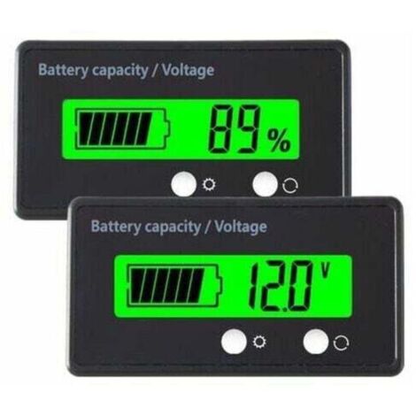Compteur de Batterie DC 12V , Tension de Capacité de Batterie, Moniteurs de Batterie,Testeur de Batterie au Plomb-Acide et au Lithium-Ion (Lumière Verte)- Testeur et détecteur de tension
