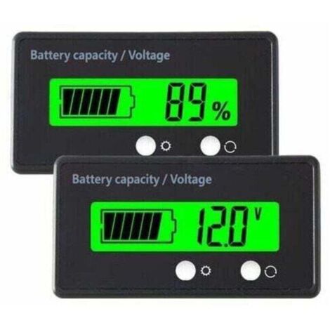 Compteur de Batterie DC 12V , Tension de Capacité de Batterie, Moniteurs de Batterie,Testeur de Batterie au Plomb-Acide et au Lithium-Ion (Lumière Verte)- Testeur et détecteur de tension