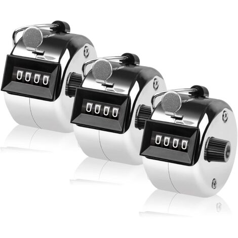 Compteur de clics manuel en métal à 4 chiffres (lot de 3) - Compteur manuel en métal - Compteur pour C