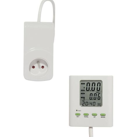 Chacon – Compteur de consommation électrique 650 – Puissance 3500W – Courant 16A – Affichage tension, ampérage, coût – Pour usage domestique