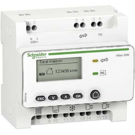 Compteur de consommation électrique Wiser EM5 + 5tc Schneider Réf EER39000