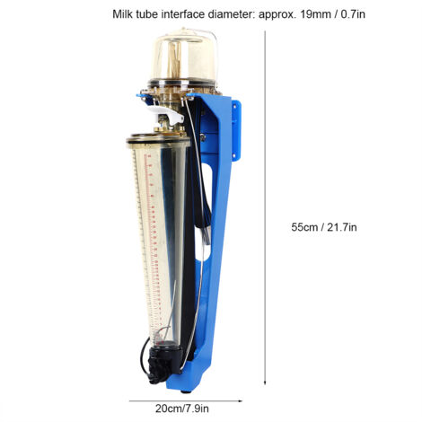 Compteur de lait à usage intensif pour bovins avec tube shunt PSU， capacité 31kg， dimensions 55x20cm， tube 19mm
