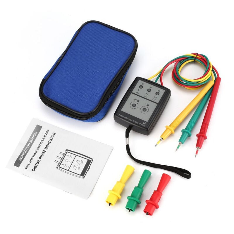 Lifcausal - Compteur de phase à courant alternatif triphasé Testeur de séquence de phases portable Indicateur d'ordre de phase numérique Détecteur de