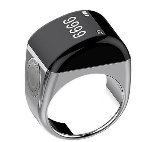 Compteur de prière électronique numérique intelligent avec écran LCD - Anneau de 22 mm - Argent