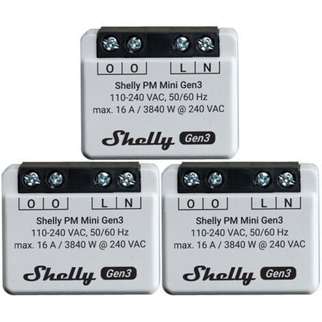 Compteur de puissance Wi-Fi SHELLY Plus PM Mini Gen.3, blanc, 3 pièces