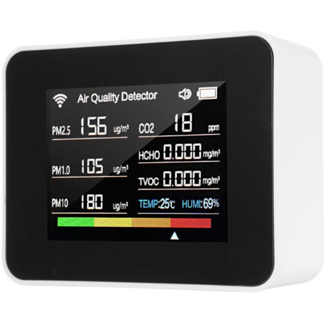 Compteur de qualité de l’air Tuya WiFi 13 en 1, moniteur intérieur détectant CO₂, TVOC, HCHO, PM2.5, PM1.0, PM10, humidité, température, date, heure, alarme, minuterie, chronomètre pour maison, bureau