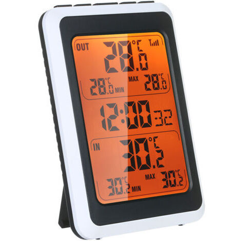 Compteur de température et d'humidité sans fil intérieur et extérieur avec temps rétro-éclairage orange thermomètre électronique domestique réveil
