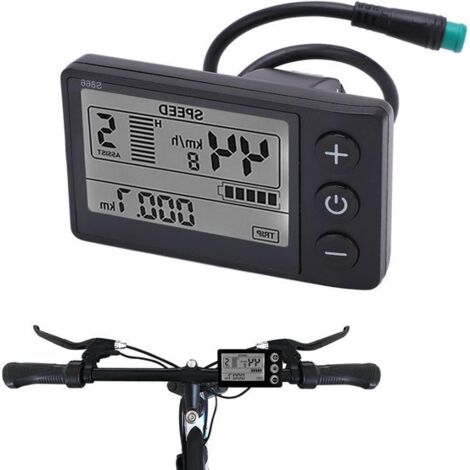 Compteur de vélo électrique étanche avec écran LCD, compatible 24 V, 36 V et 48 V, avec câble de connexion - Ejoyous S866