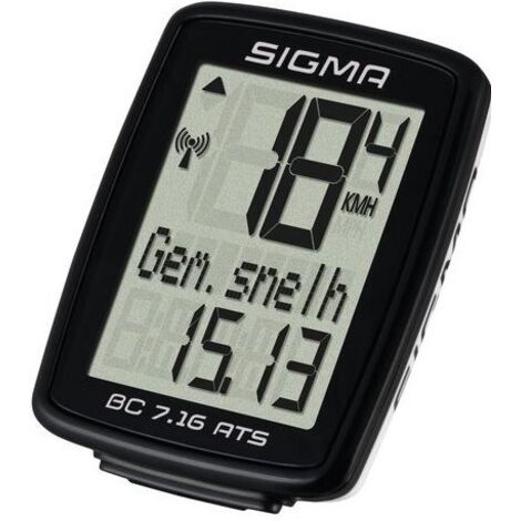 Compteur de vélo sans fil Sigma BC 7.16 ATS transmission codée avec capteur de roue S583051