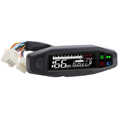 Compteur de vitesse de moto 6 vitesses 12000 tr/min MPH Mini écran LCD AV compteur kilométrique universel