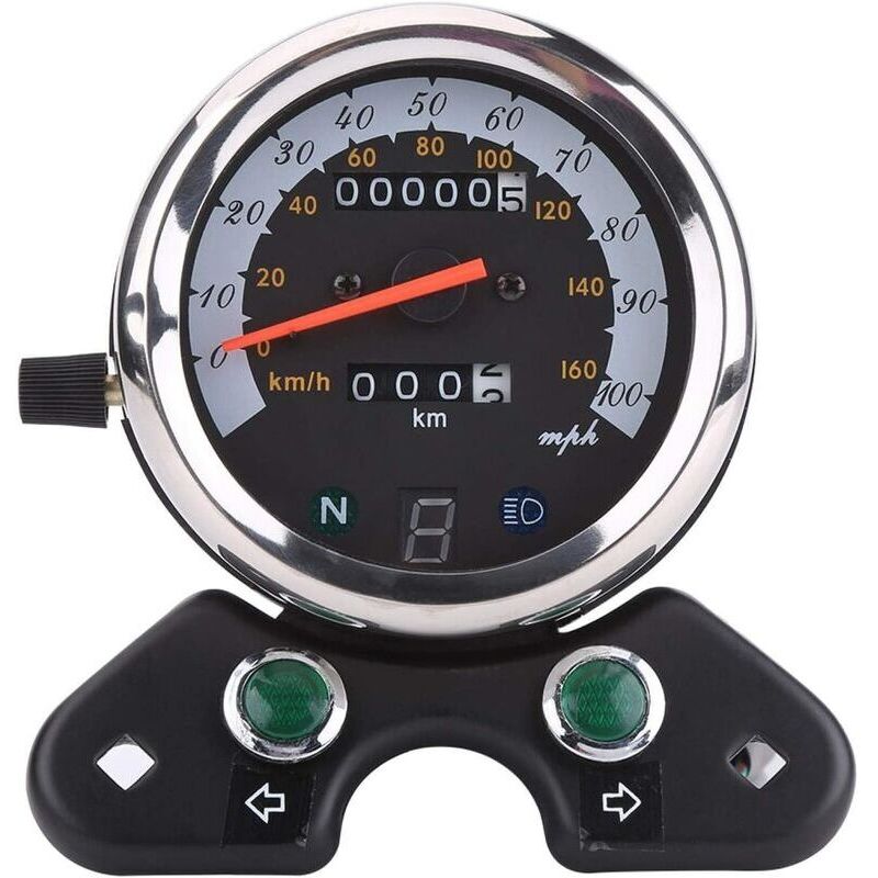 Basetbl - Compteur de vitesse de moto à jauge numérique, tachymètre de moto universel double odomètre compteur de vitesse compteur de vitesse
