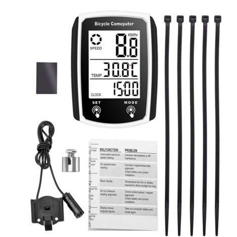 Compteur de vitesse filaire étanche pour vélo, ordinateur de bord LCD avec compteur kilométrique (en anglais)