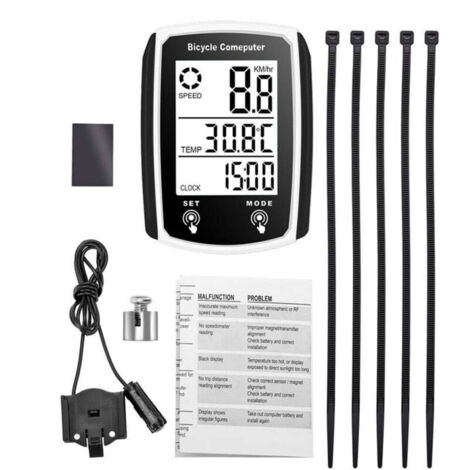 Compteur de vitesse filaire étanche pour vélo, ordinateur de bord LCD avec compteur kilométrique (en anglais)