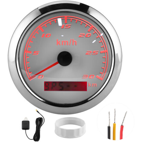 Compteur de vitesse GPS 30 km/h, odomètre 85 mm, étanche IP67, pour bateau, voiture, yacht, moto, cadran blanc