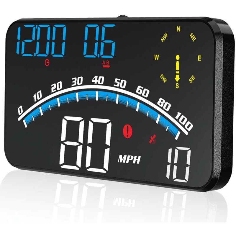 Compteur de vitesse GPS numérique, Affichage tête haute HUD GM avec Speed MPH, direction de la boussole, rappel de fatigue au volant, distance