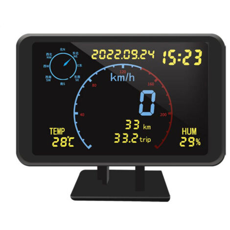 Compteur de vitesse GPS numérique avec affichage tête haute (HUD) et alarme de survitesse, compatible avec tous les véhicules 5-24 V.