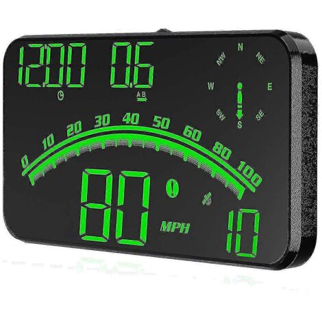 Compteur de vitesse GPS numérique pour voiture 2024, affichage tête haute avec vitesse, direction de la boussole et alerte de fatigue au volant