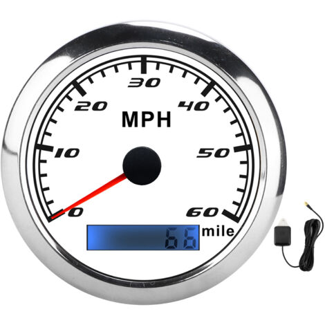 Compteur de vitesse GPS universel 60MPH jauge de vitesse 0-999999 Mile IP67 étanche avec rétro-éclairage rouge pour bateau voiture camion cadran blanc