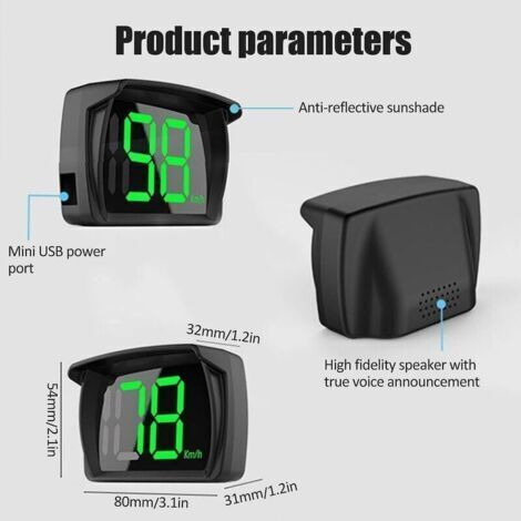 Compteur de Vitesse Intelligent GPS ,Voiture HUD Headup Display KM/H avec LED Grand Affichage de Police pour Voiture Camion SUV Moto