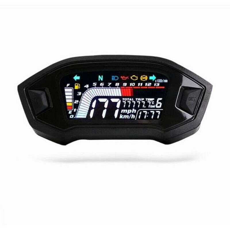 Compteur de vitesse moto tachymètre universel lcd compteur kilométrique numérique jauge de niveau de carburant 14000 tr/min 199 km/h pour 1,2,4