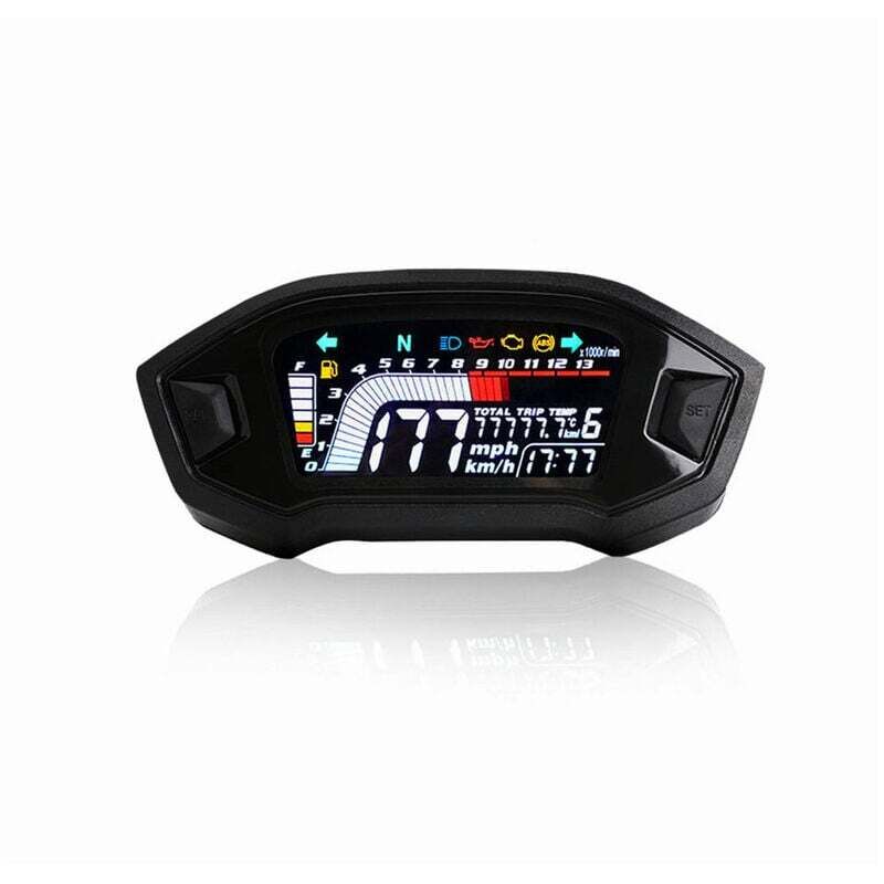 Compteur de vitesse moto tachymètre universel LCD jauge numérique compteur de niveau de carburant pour 1,2,4 cylindres