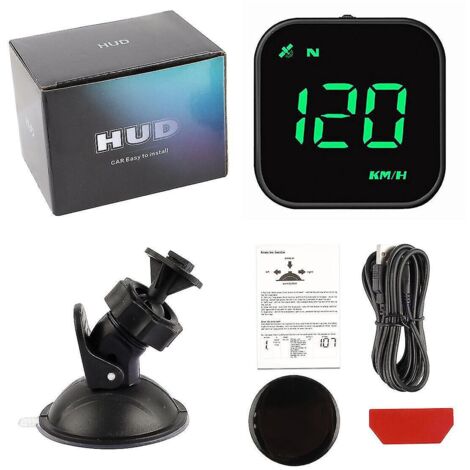 Compteur de vitesse numérique GPS HUD pour voiture, affichage tête haute (mph/km/h), boussole, alarme de survitesse.