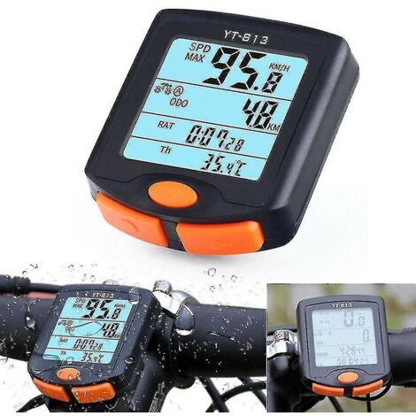 Compteur de vitesse numérique multifonction étanche pour vélo, avec capteurs sportifs et accessoires.