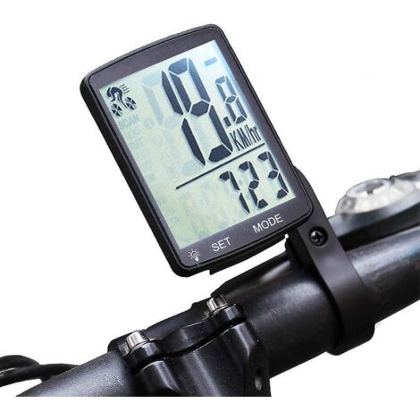 Compteur de vitesse sans fil LCD pour vélo avec mémoire automatique et mesure de la température - Blanc