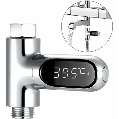Compteur d'eau à affichage LED Thermomètre de douche numérique Moniteur de température de bain Compteur de température de l'eau avec plage de 5  85 ℃ ℃ / ℉ Accessoires de bain de douche de haute préci