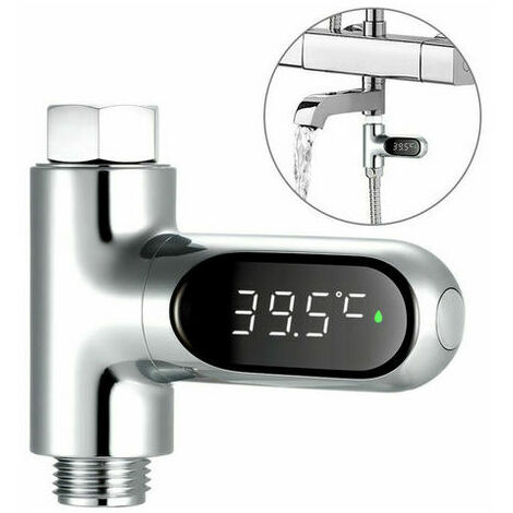 Compteur d'eau à affichage LED Thermomètre de douche numérique Moniteur de température de bain Compteur de température de l'eau avec plage de 585 ℃ ℃ / ℉ Accessoires de bain de douche de haute précisi