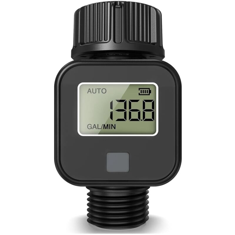 Compteur d'eau Débitmètre D'eau Numérique Haute Précision IP6X Mesure La Consommation D'eau Et Le Débit For Tuyau D'arrosage De Jardin