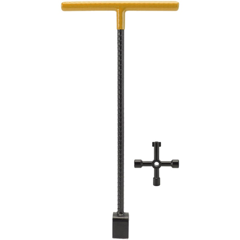Jeffergarden - Compteur d'eau en acier clé à clé multifonction poignée en t clé de bordure avec outil utilitaire 4 voies pour vannes robinets jaune