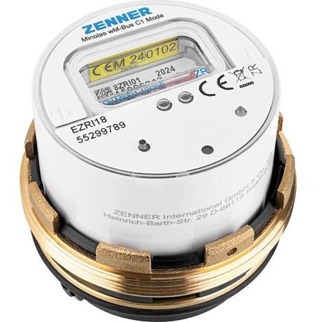 Compteur d’eau sans fil à capsule Zenner Minolas M77 x 1,5 V2 90°C 2,5 R40V 325 RK ZR, wireless M-Bus