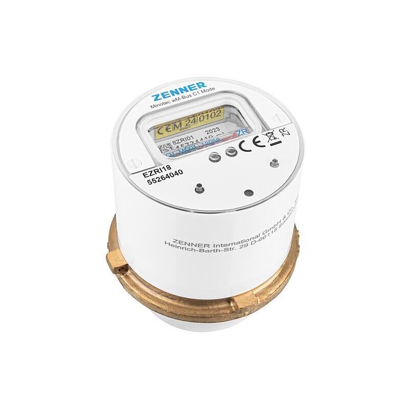Compteur d'eau sans fil à capsule Zenner Minotec M62 x 2 V2 90°C 2,5 R40V 325 rk zr, wireless M-Bus