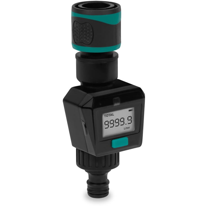Vonroc - Compteur d'eau - Numérique - Connecteurs de tuyaux et batterie inclus
