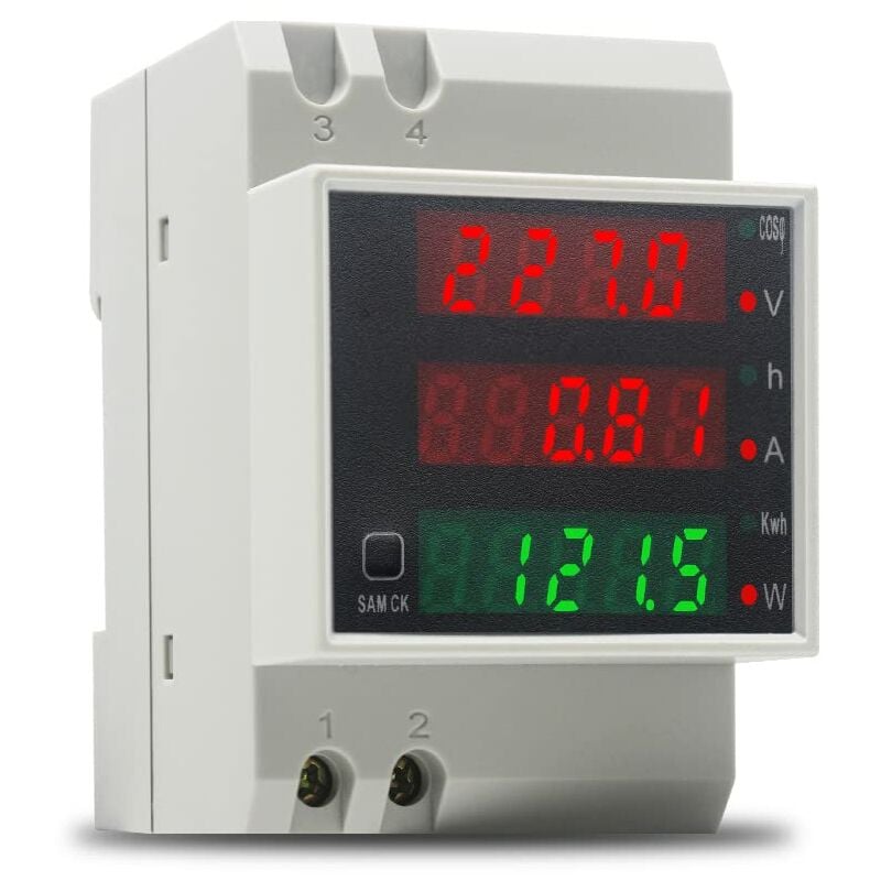 Compteur d'électricité Rail Din Compteur d'énergie monophasé Voltmètre Ampèremètre Numérique ac 80-300V 100A Wattmètre Compteur Consommation