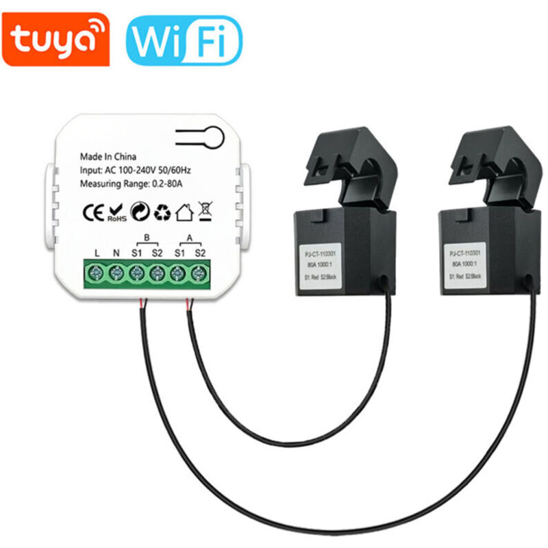 Compteur d'energie intelligent WiFi Tuya Consommation de production d'energie solaire Compteur de surveillance App surveille..DEBUNS(Version WiFi)